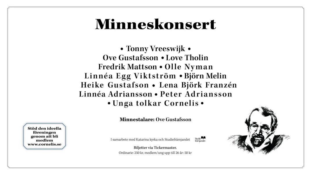 Minneskonsert Cornelis Vreeswijk i Katarina kyrka | Onsdag 11 november - Renginio paveikslėlis 2