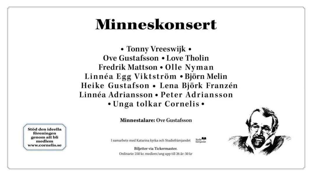 Minneskonsert Cornelis Vreeswijk i Katarina kyrka | Onsdag 11 november - Renginio paveikslėlis 3