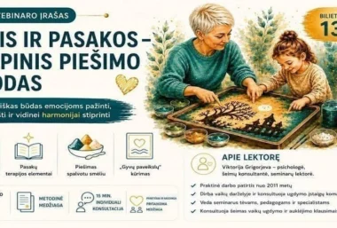 Vebinaro įrašas: „Smėlio ir pasakų terapijos piešimo metodas“ - Renginio paveikslėlis